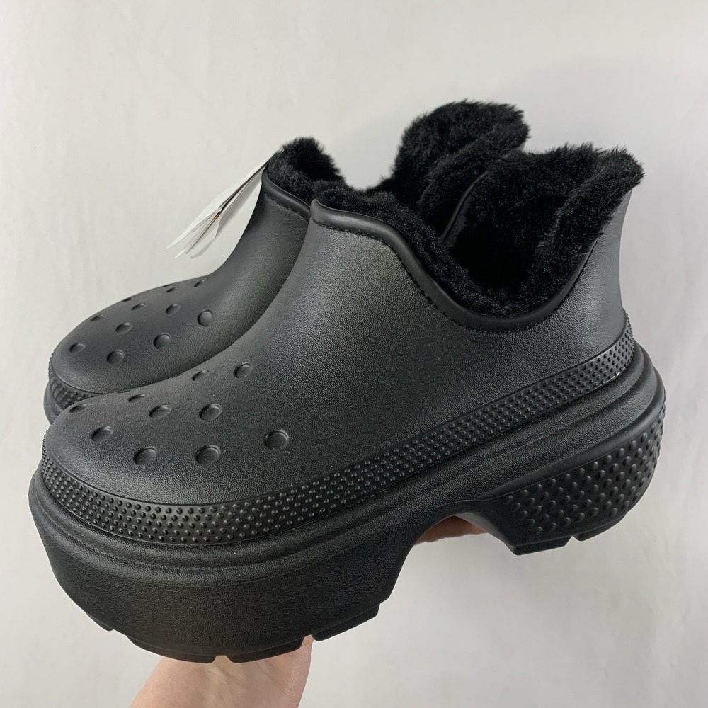 CROC Womens Stomp Shorty Boot Shoe Fur Lined W 7 /M 5 Y2K Chunky Platform NEW